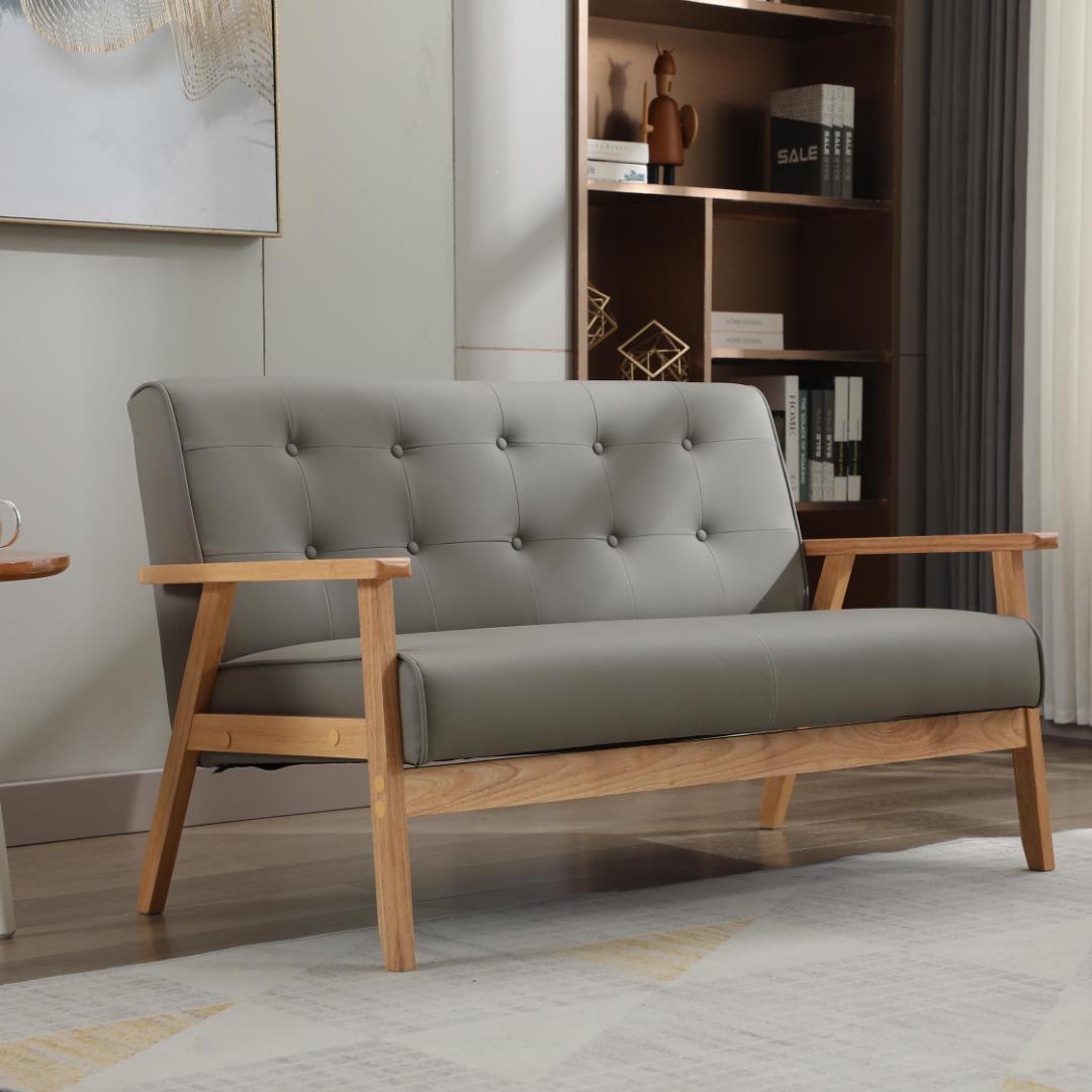 【新品】2人掛けソファ ダークブラウンPVCレザー 高級感