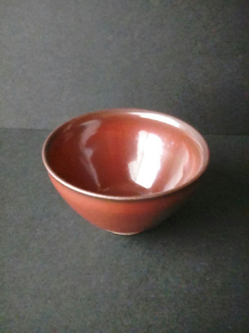 陶芸家加藤孝俊作　紅瓷天目小碗(こうじてんもくしょうわん)箱付きB