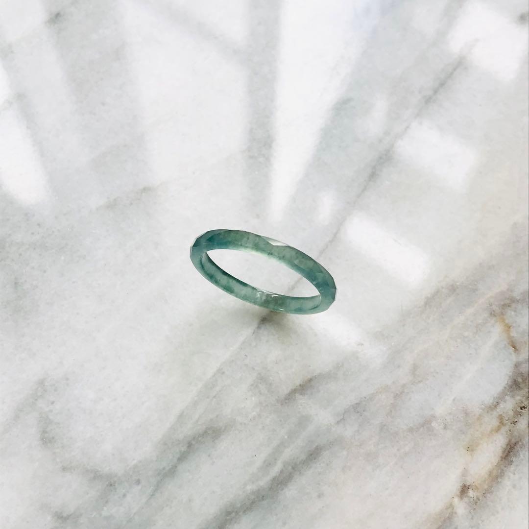 R58-028］ 翡翠 くりぬきリング 天然石 グアテマラ産 14.5号 指輪