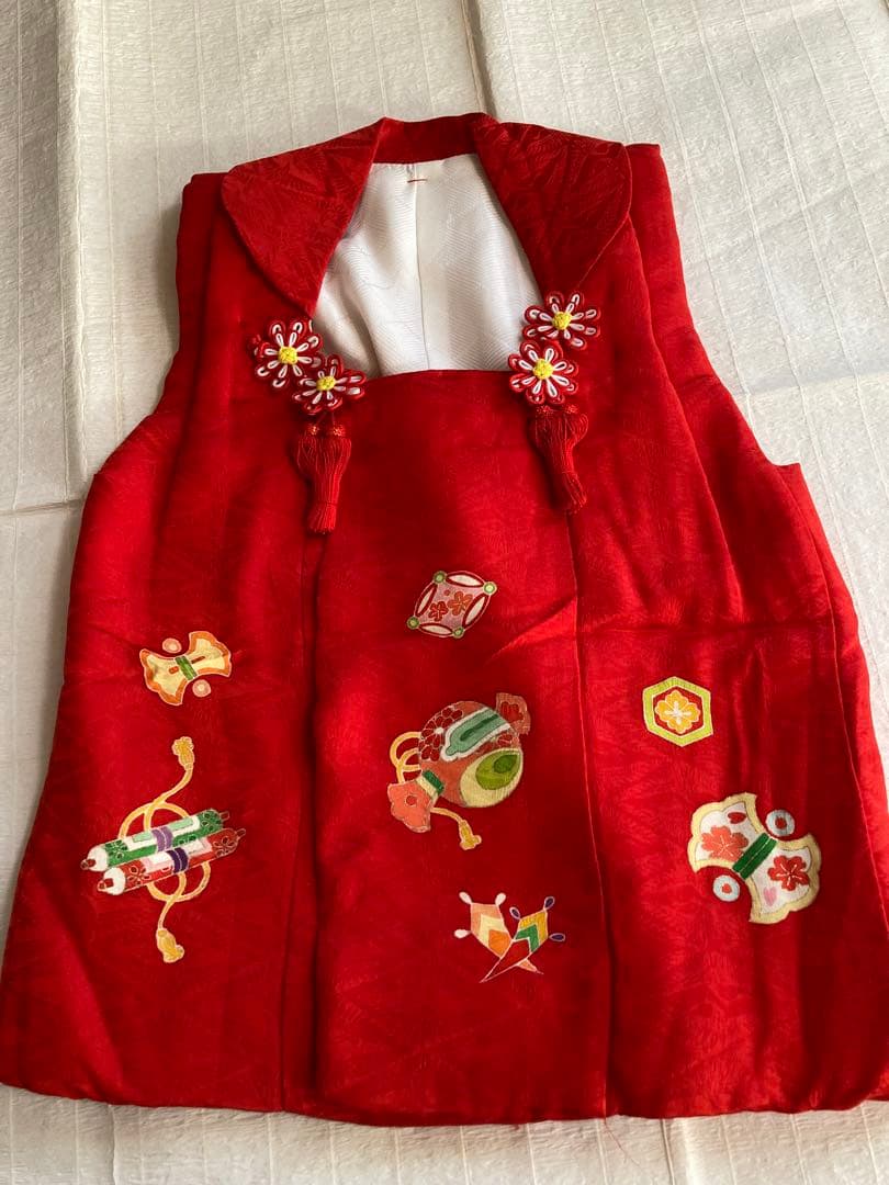 最高級　京都古川被布　おはりばこ髪飾り　総絞り着物　長襦袢　草履　足袋フルセット