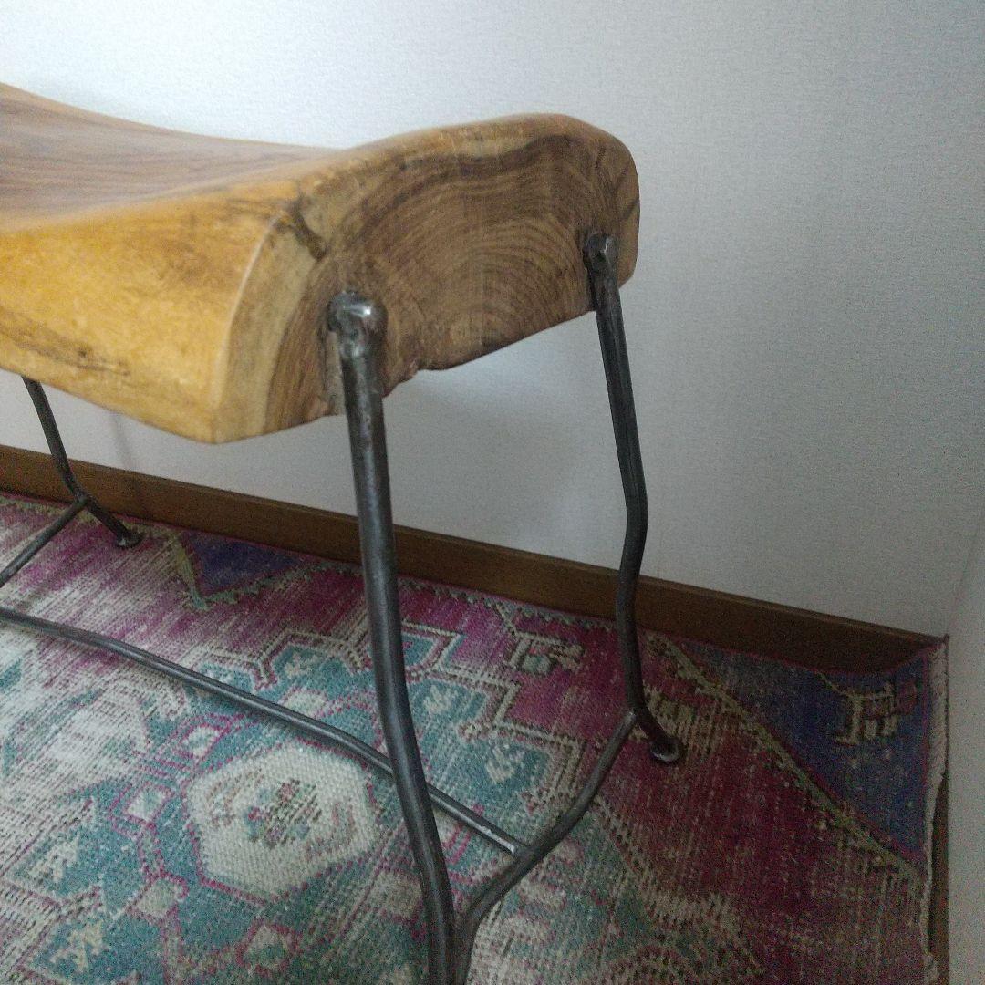 ナチュラルウッドスツール 天然木アイアン スツール ベンチ 椅子 チェア 飾り台