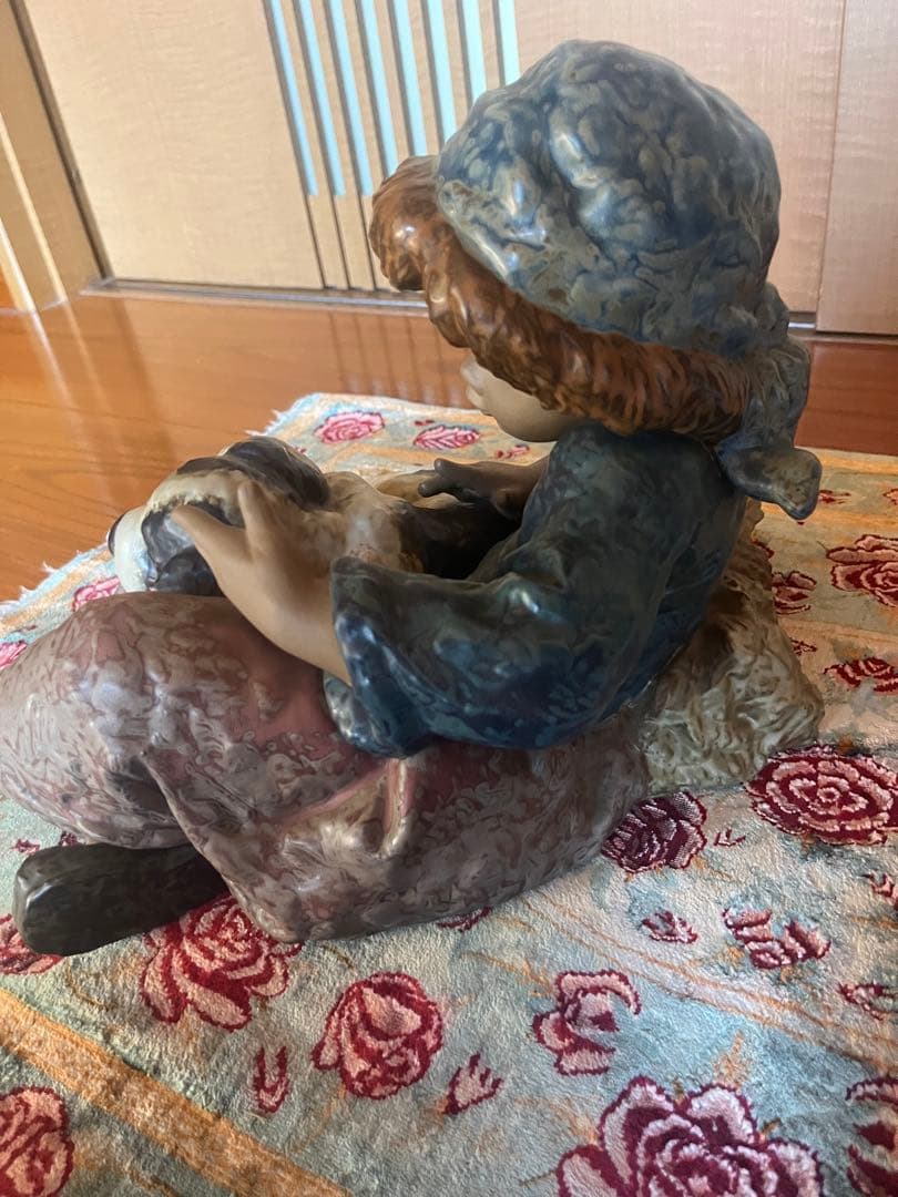 リアドロ　人形　子供と犬