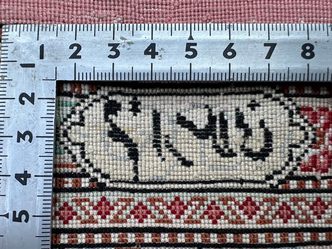 ペルシャ絨毯 クム産 工房サイン シルク100% 手織り 301×198cm - メルカリ