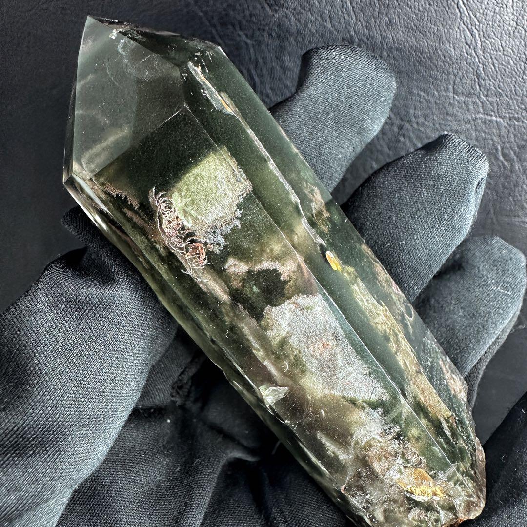 ガーデンクォーツインクォーツ六角柱レインボー☆庭園水晶ポイント☆天然石A1240