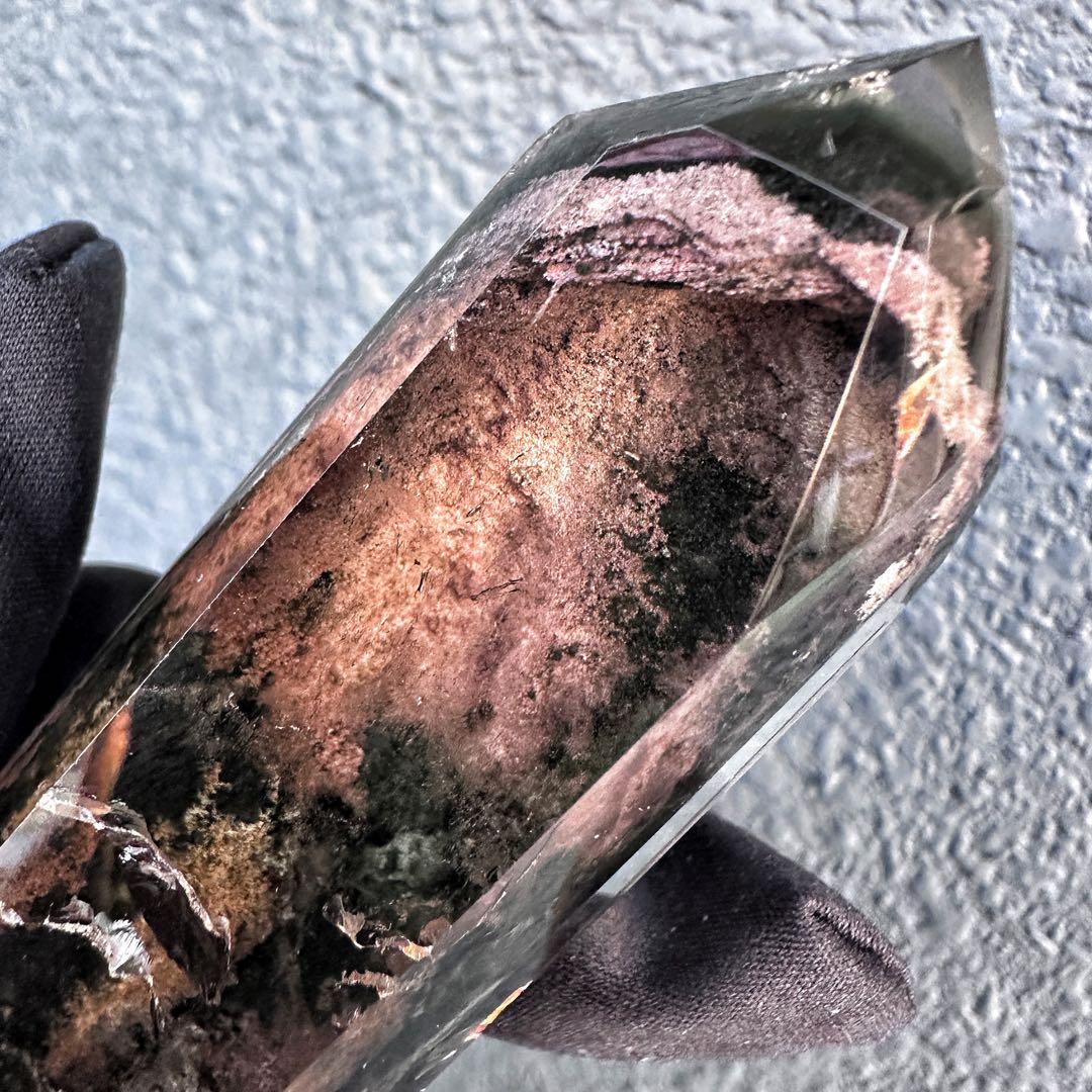 ガーデンクォーツインクォーツ六角柱レインボー☆庭園水晶ポイント☆天然石A1240