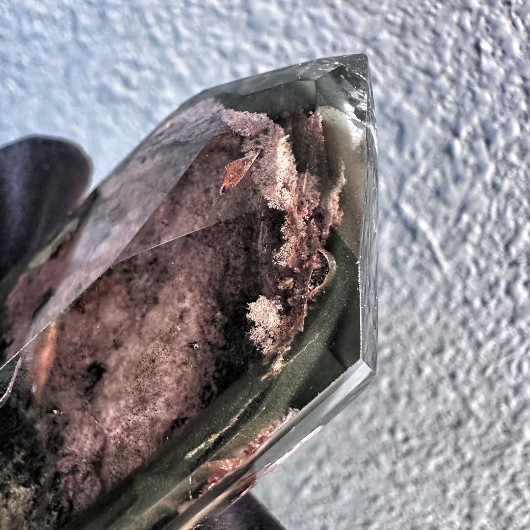 ガーデンクォーツインクォーツ六角柱レインボー☆庭園水晶ポイント☆天然石A1240