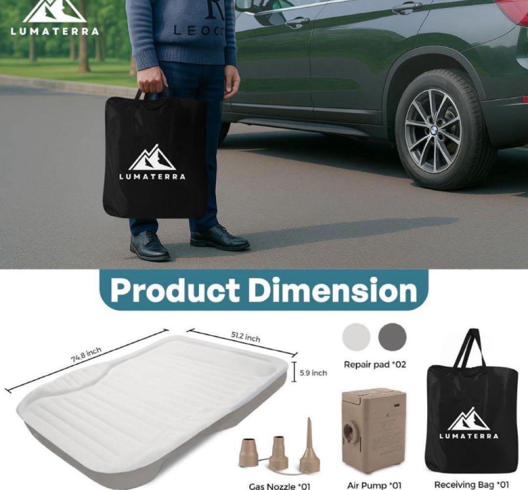 車中泊　エアーベッド　アウトドア　キャンプ　ダブル　SUV　家族　カップル