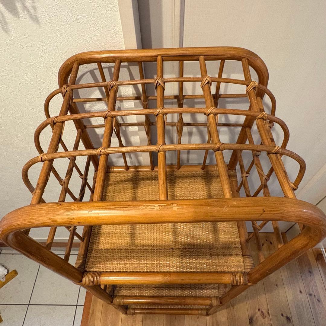 昭和レトロ アーチ型 3段ラタンラック オープンシェルフ 飾り棚 ディスプレイ