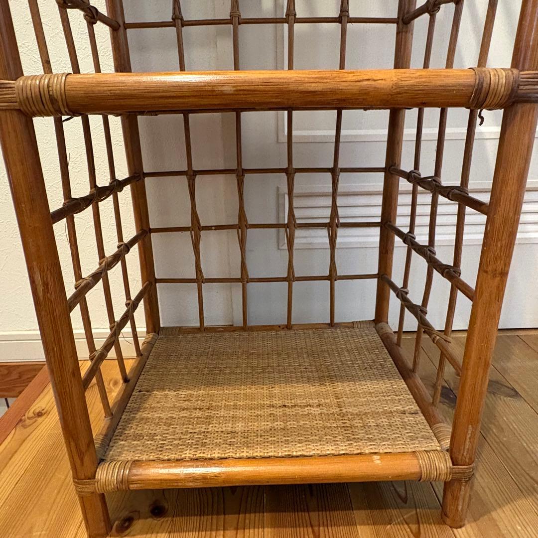 昭和レトロ アーチ型 3段ラタンラック オープンシェルフ 飾り棚 ディスプレイ