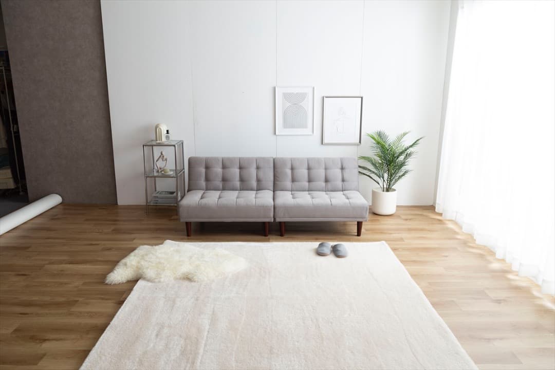 【送料無料】【2点セット】Lillian ベロアソファ リクライニング式 天然木