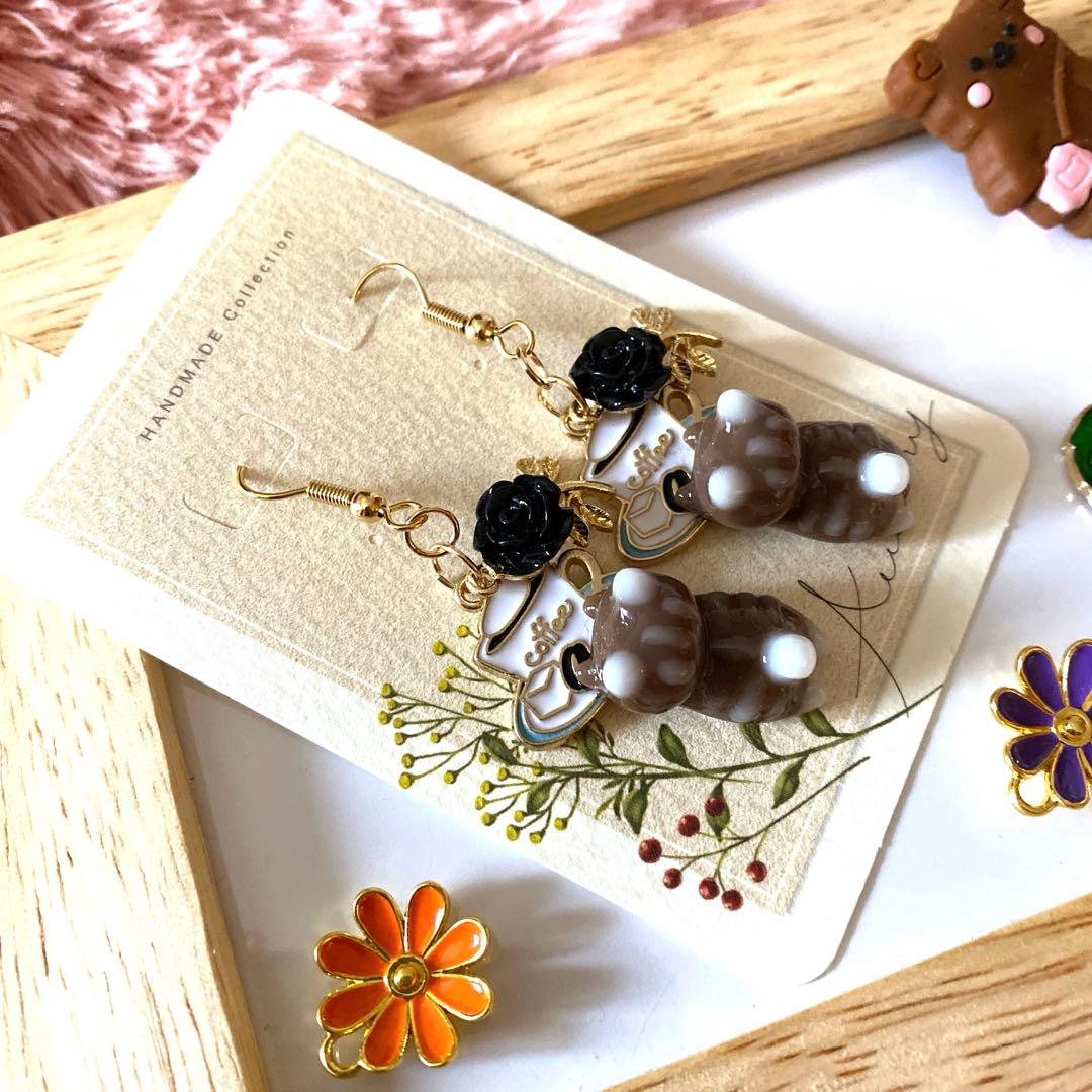 ☆coffeeと白トラ猫ちゃんピアス☆