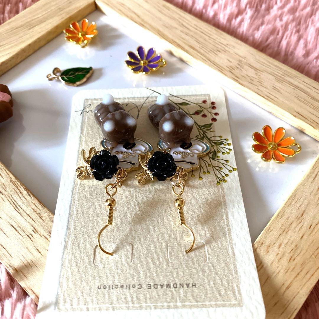 ☆coffeeと白トラ猫ちゃんピアス☆