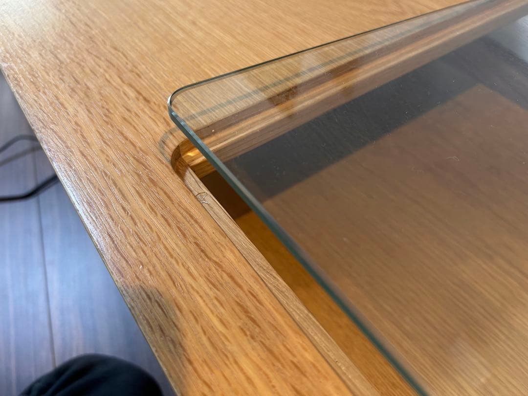 unico 木製センターテーブル ガラス天板付き