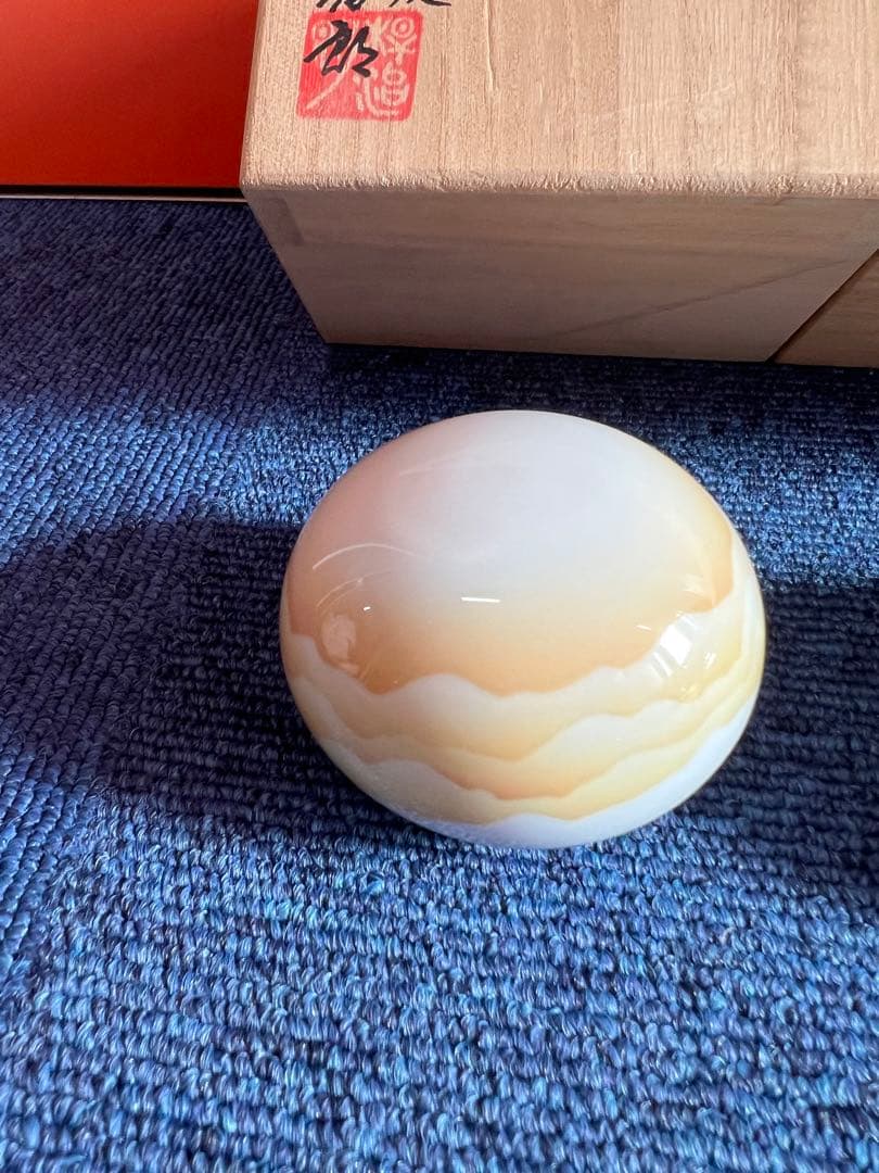 1483  冠音窯 松本幹治郎 創作白磁　雲層文  趣石　3客　未使用