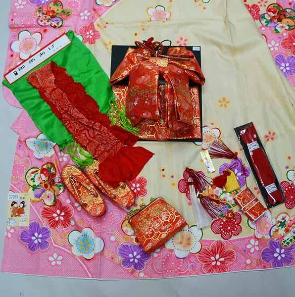 七五三 七歳 女児 正絹 着物フルセット 着物は陽気な天使 NO37369