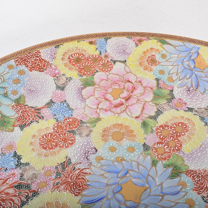 九谷焼 色絵金彩 花文 大皿 飾皿 直径約36㎝ 在銘 V 5781C - メルカリ