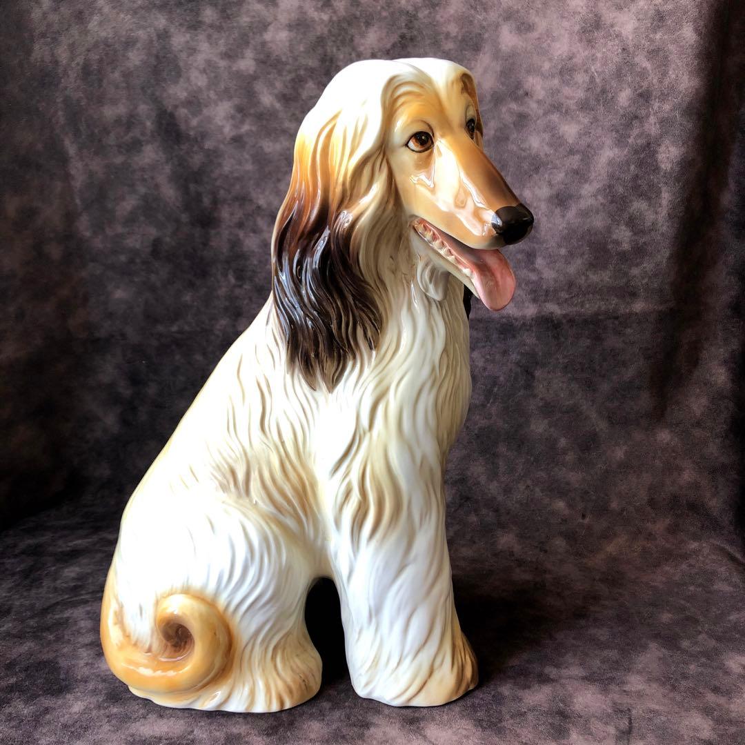 《ヴィンテージ 》アフガンハウンド 38㎝ 陶器製 犬 置物 加藤工芸