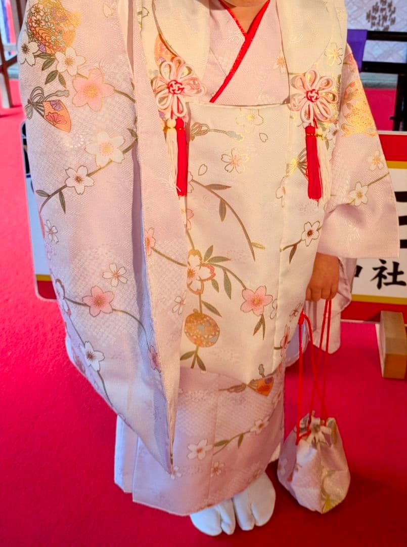 七五三　晴れ着セット 花柄刺繍　ピンク