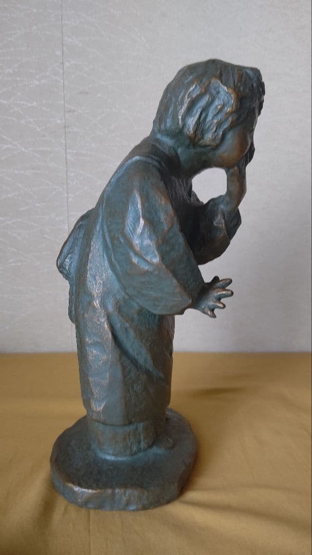 北村西望 喜ぶ少女 ブロンズ 置物 共箱 台座 証明書 作者年譜 人間国宝