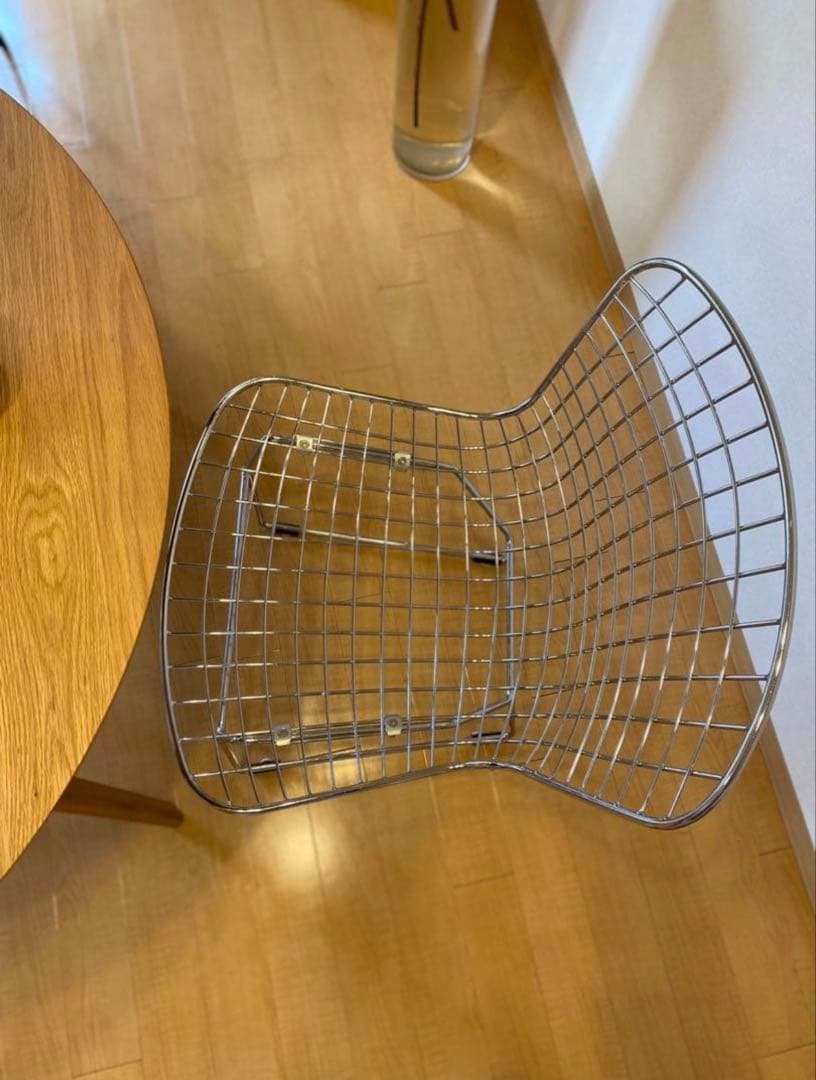 メタルワイヤー グリッドパターン ダイニングチェア リプロ ステンレス 一脚