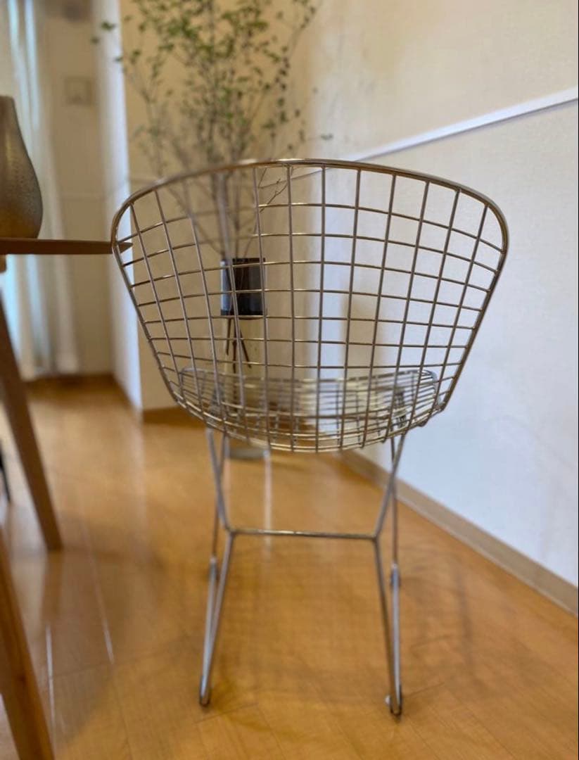 メタルワイヤー グリッドパターン ダイニングチェア リプロ ステンレス 一脚