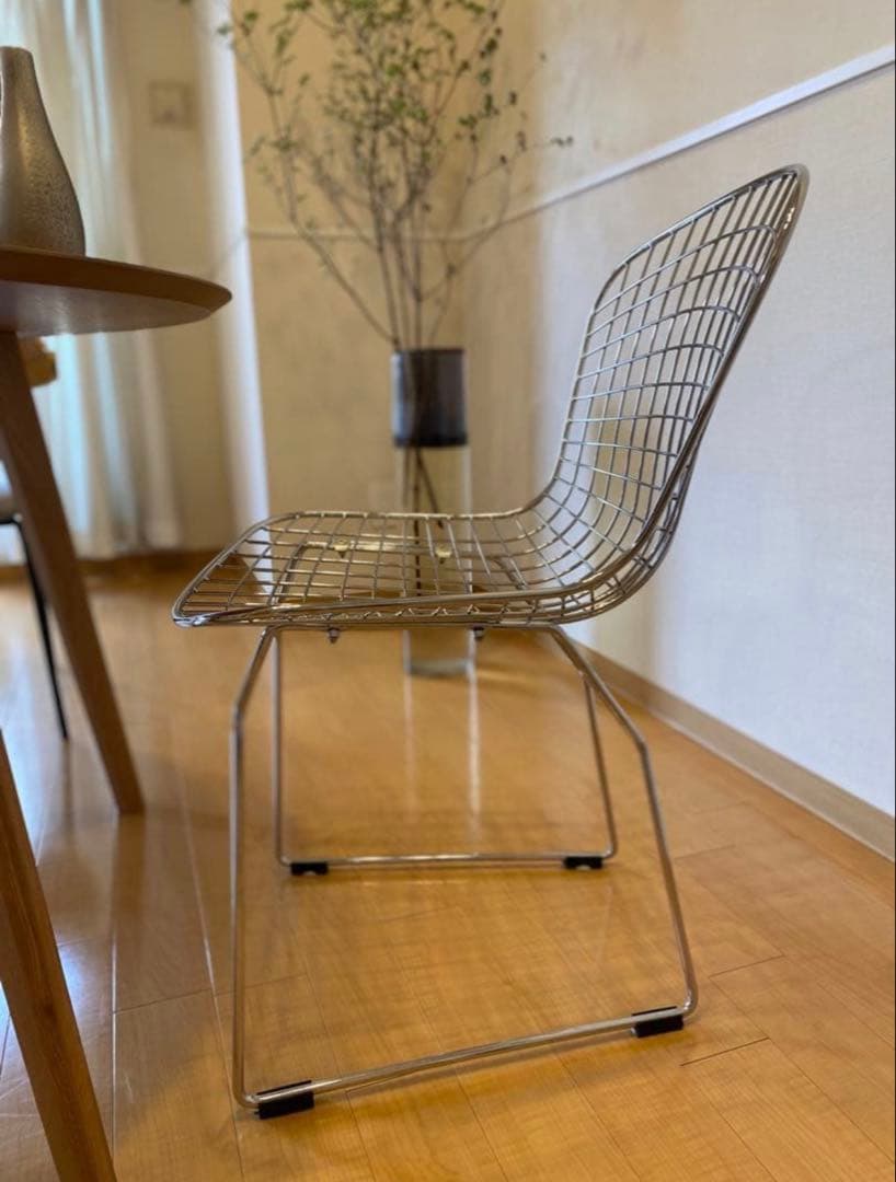 メタルワイヤー グリッドパターン ダイニングチェア リプロ ステンレス 一脚