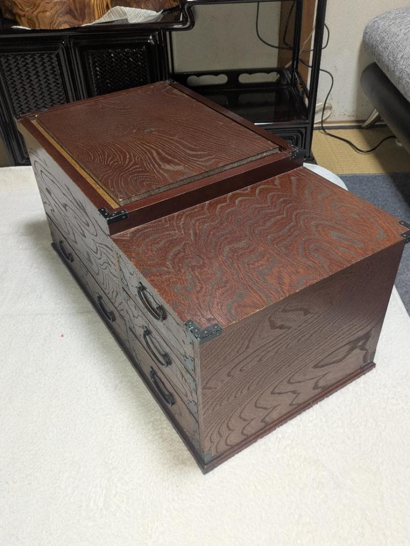 欅材 長火鉢 関東火鉢 五徳 金火箸付 時代家具 アンティーク 日本の