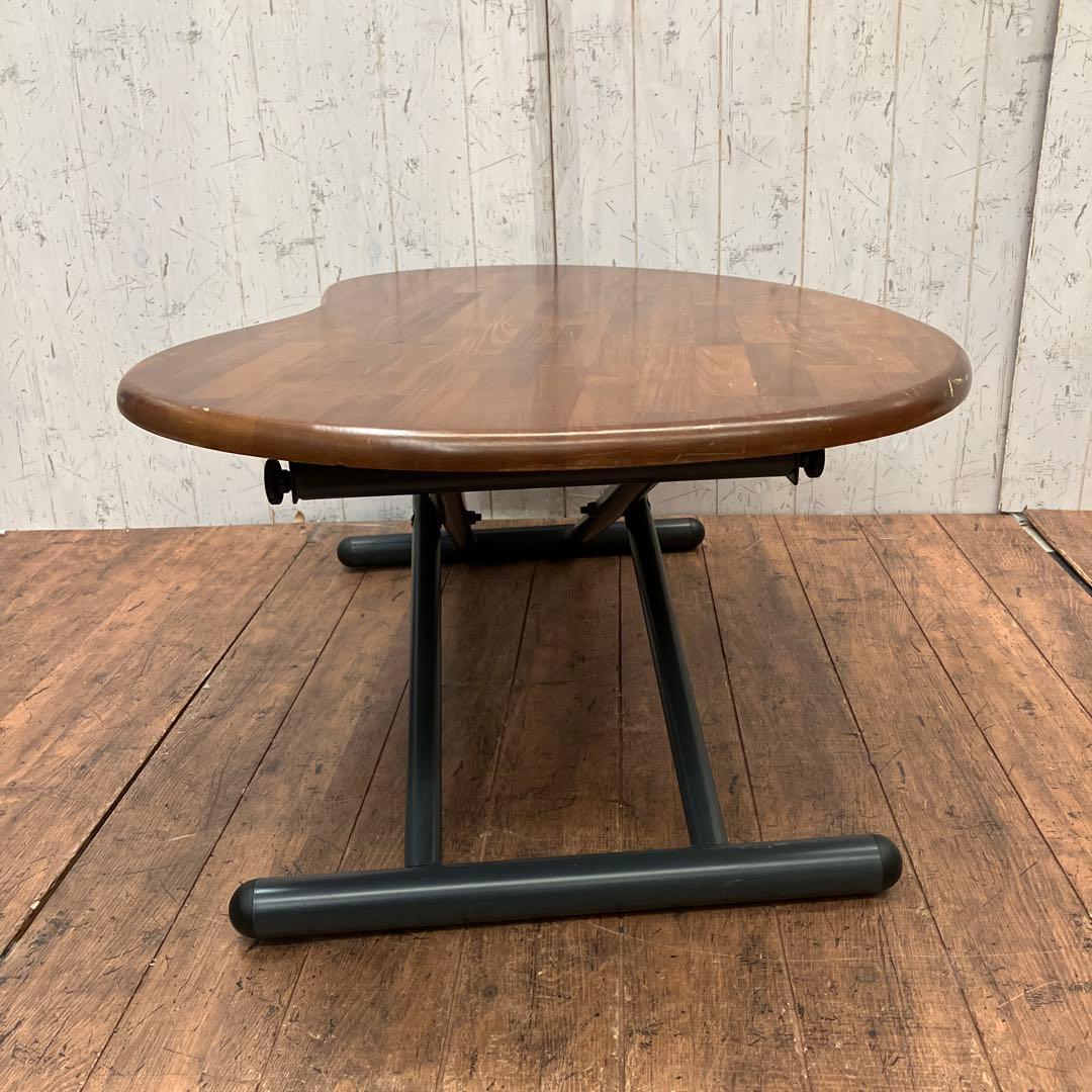 北欧レトロ 天然木製ビーンローテーブル センターテーブル リフトテーブル 昇降式