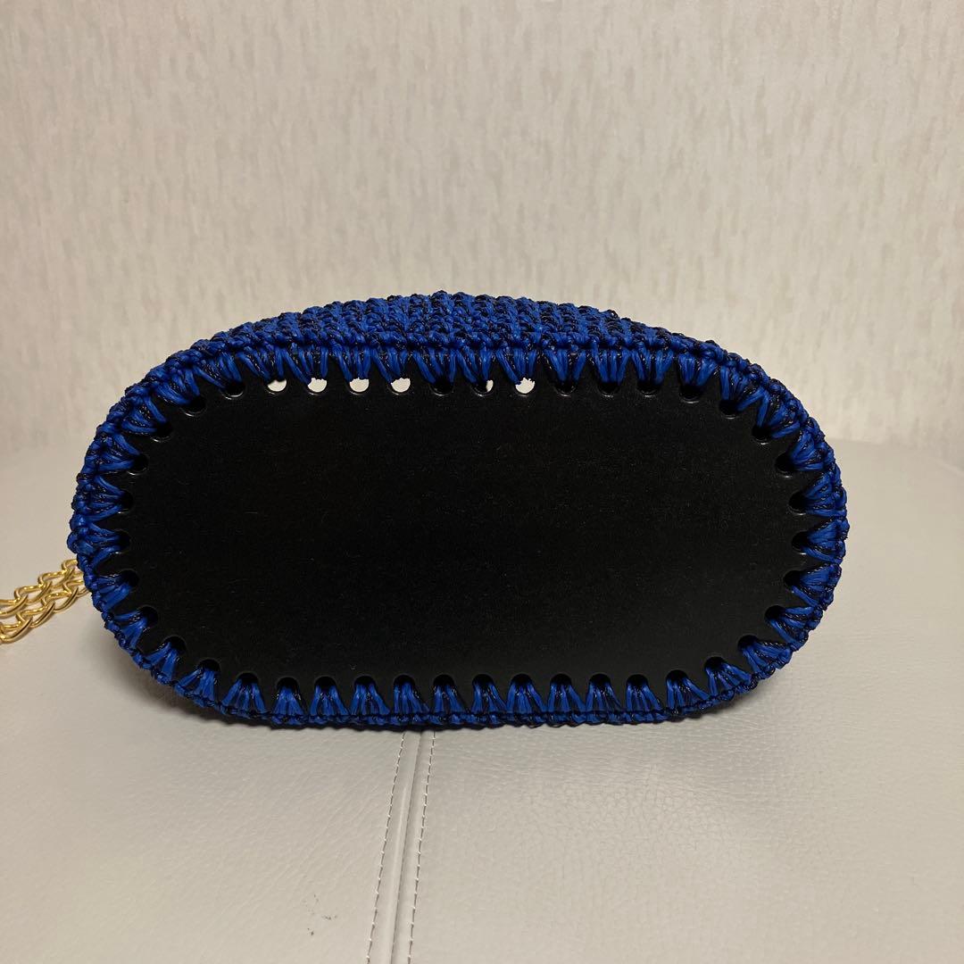 ハンドメイド　ショルダーバッグ　ブルー　SASAWASHI