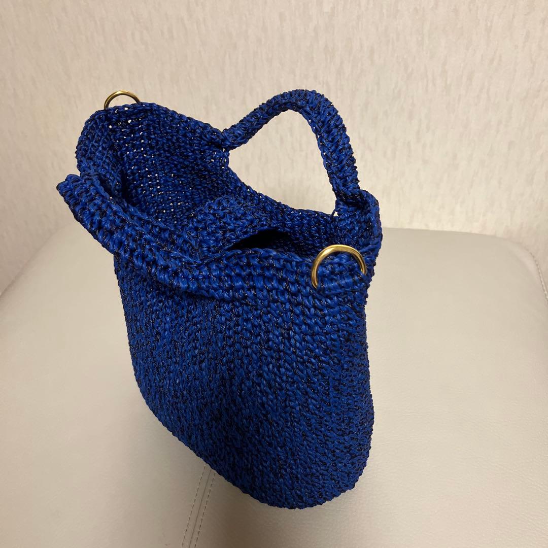 ハンドメイド　ショルダーバッグ　ブルー　SASAWASHI