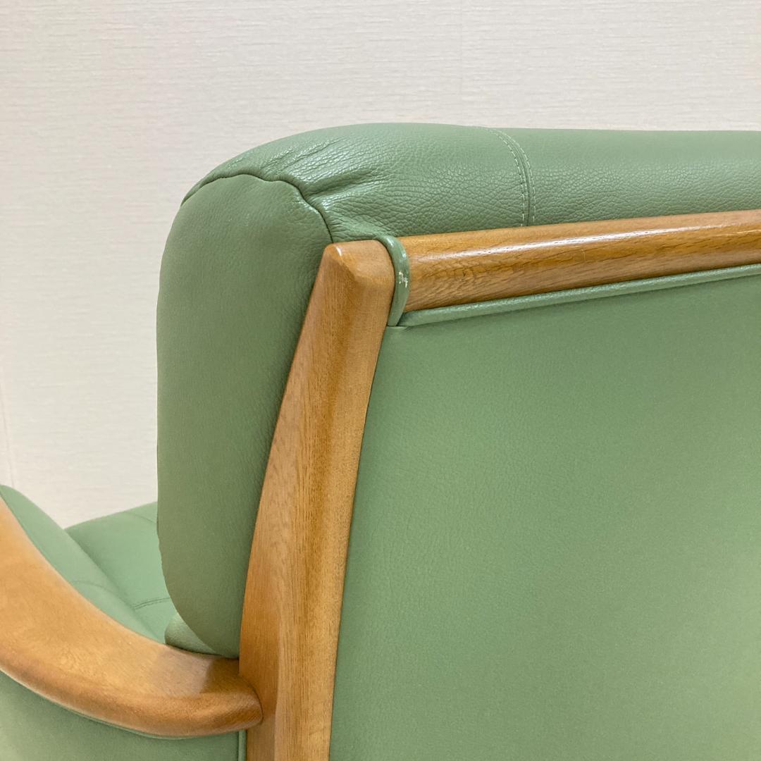 浜本工芸　回転式　革製　一人掛けソファ　シングルソファ