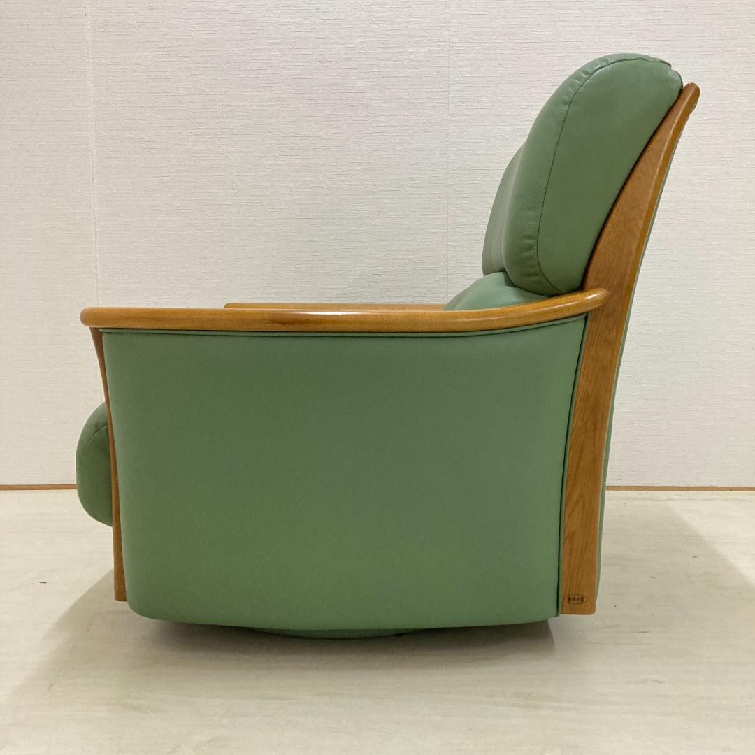 浜本工芸　回転式　革製　一人掛けソファ　シングルソファ