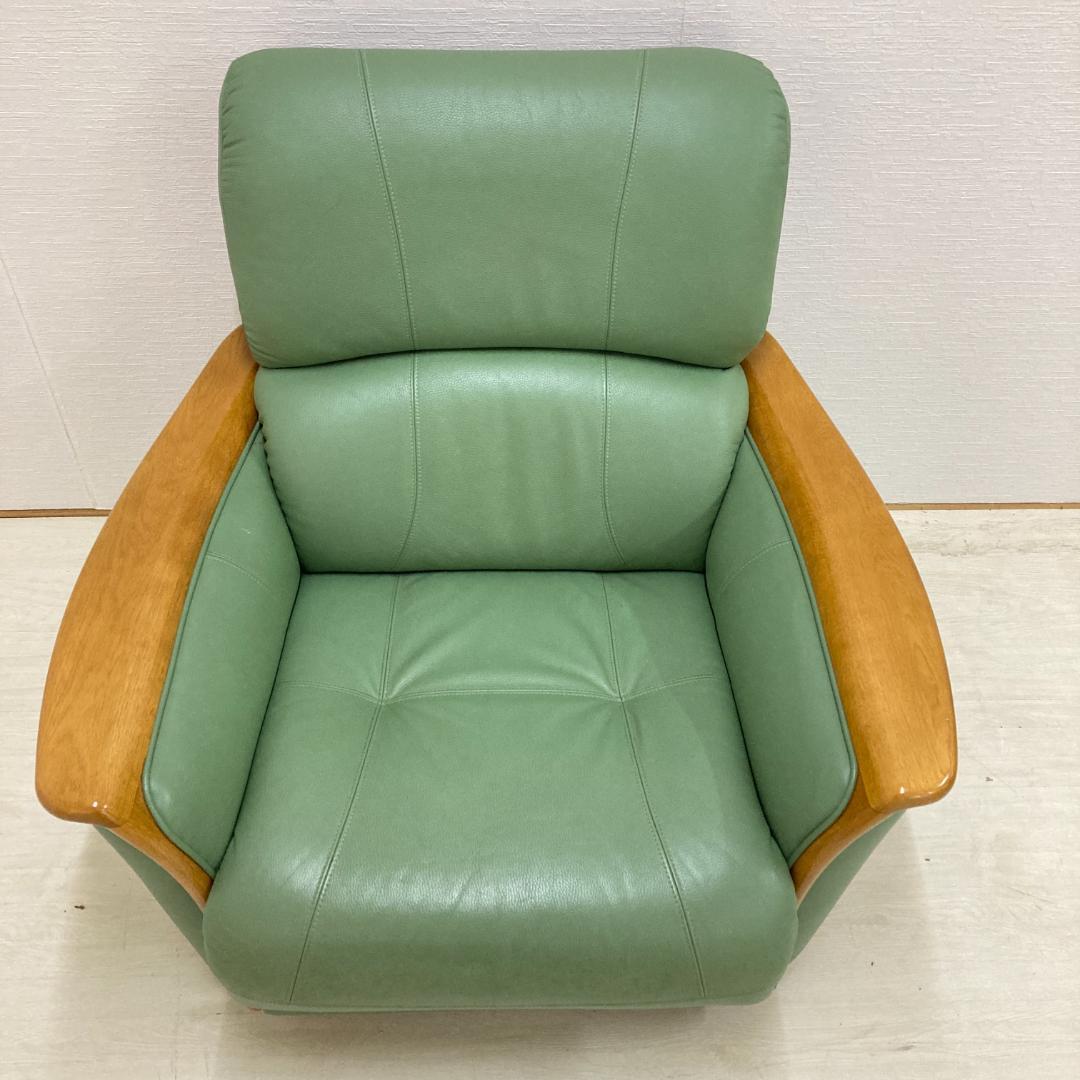 浜本工芸　回転式　革製　一人掛けソファ　シングルソファ