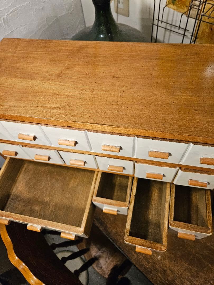 引き出し　多段　ラック　棚　たくさん　木製　収納　昭和レトロ　アンティーク