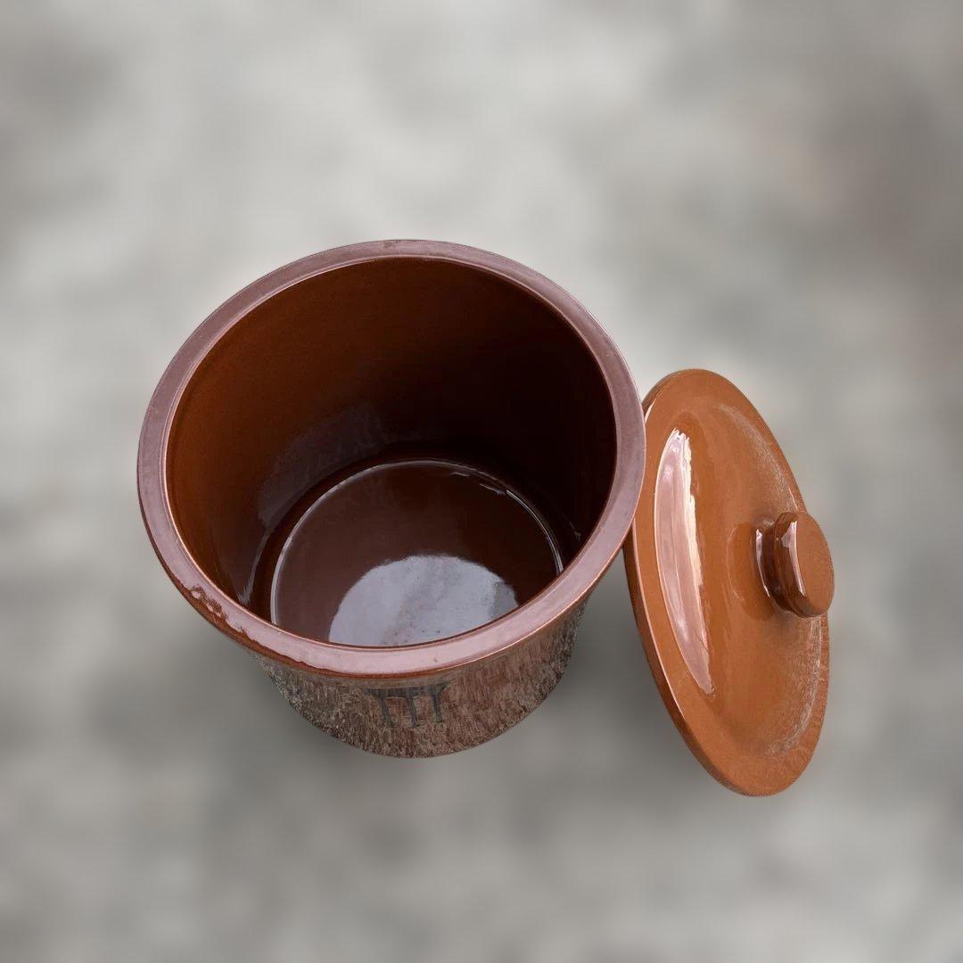 常滑焼　保存容器　切立　陶器製　蓋付き　大容量　壺