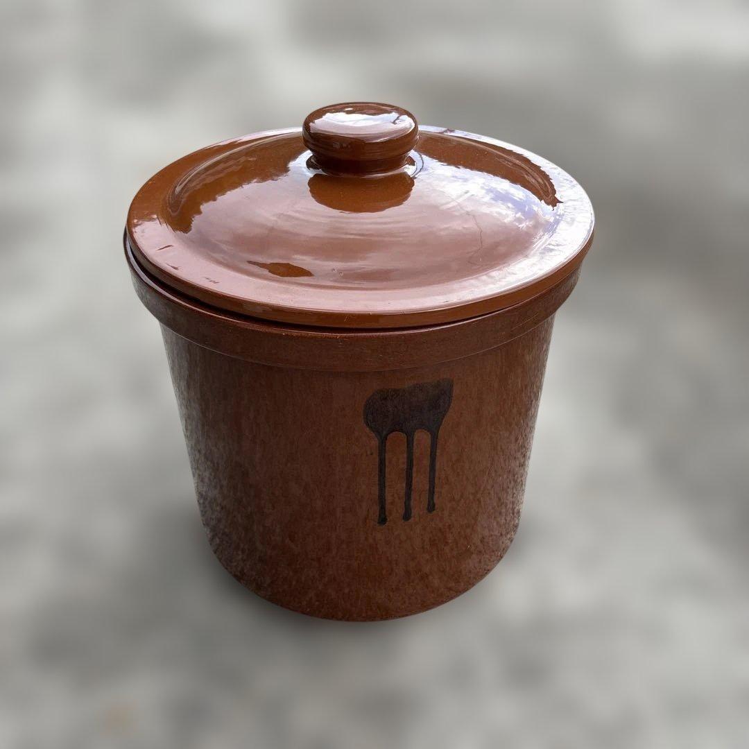 常滑焼　保存容器　切立　陶器製　蓋付き　大容量　壺