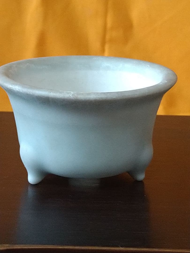 盆栽鉢　盆栽小鉢　落款屯洋 外縁青磁丸鉢