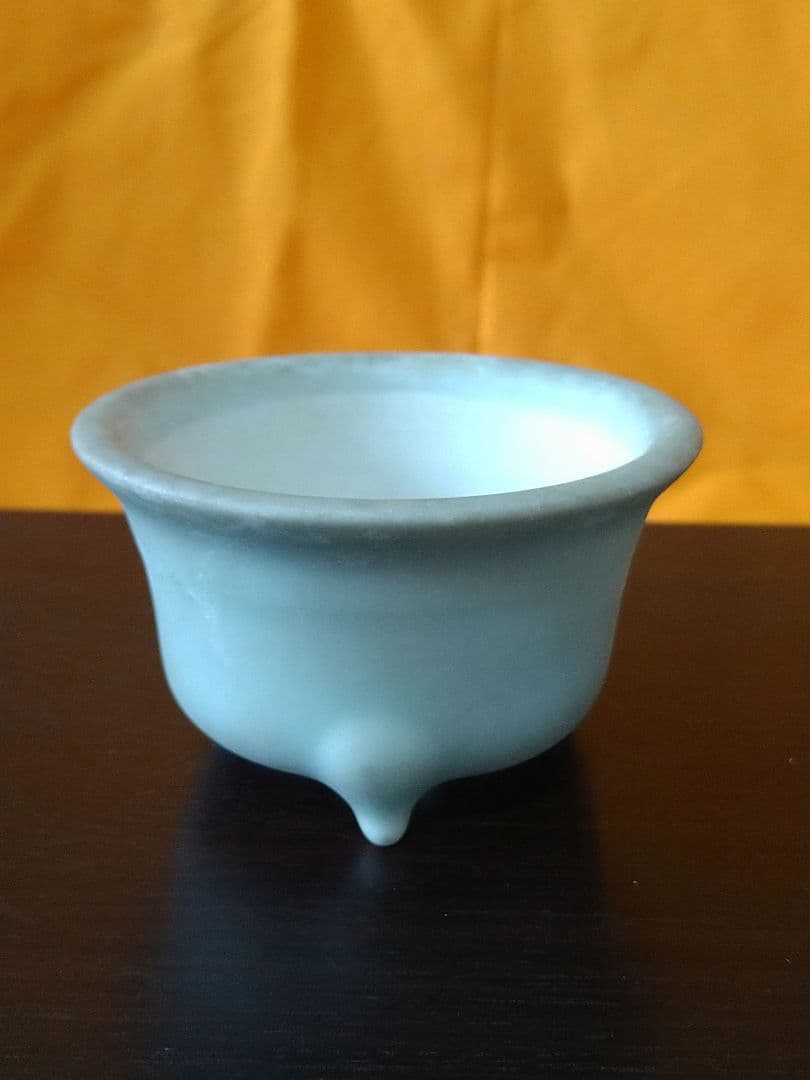 盆栽鉢　盆栽小鉢　落款屯洋 外縁青磁丸鉢