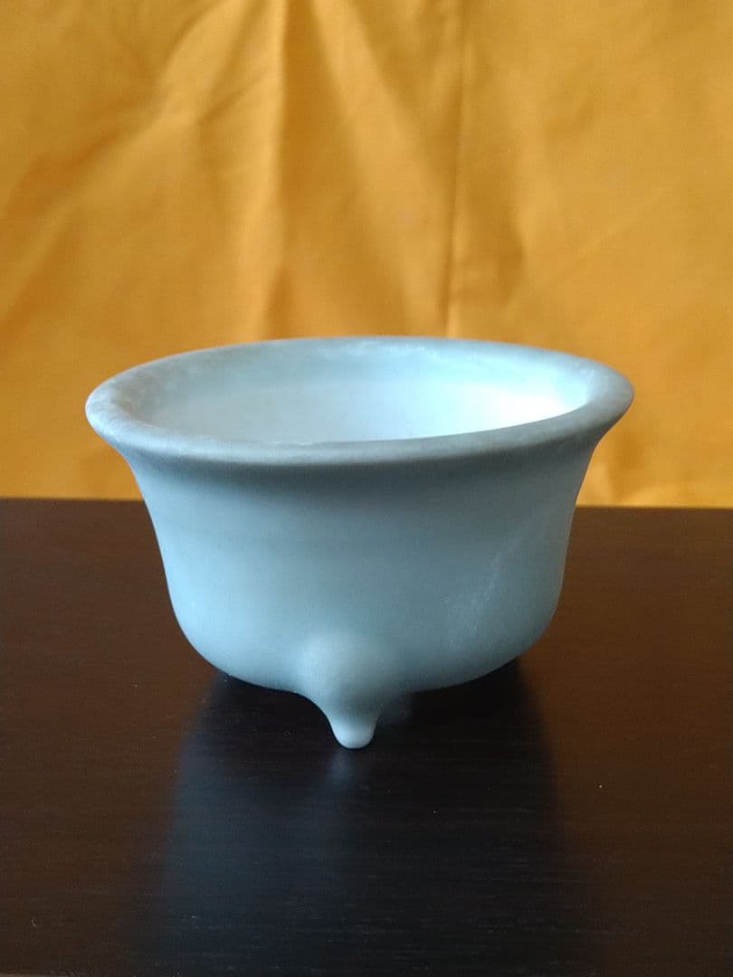 盆栽鉢　盆栽小鉢　落款屯洋 外縁青磁丸鉢