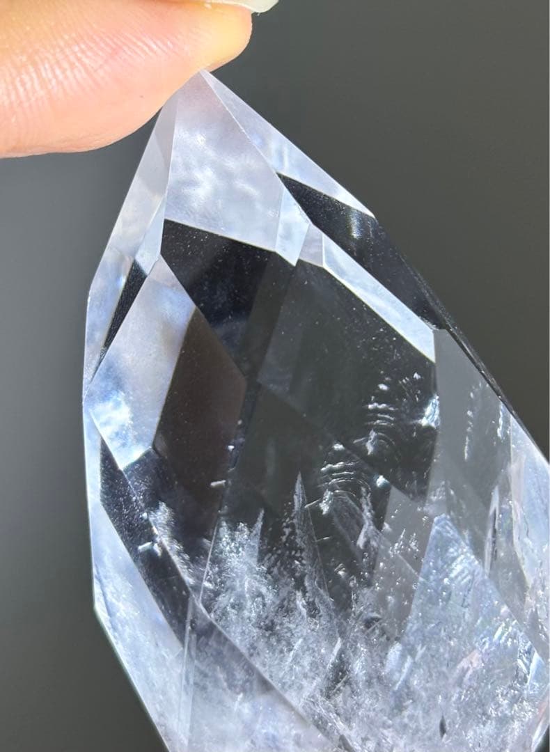 高品質　レムリアンシード　水晶　ファセットカット　置物　虹　透明