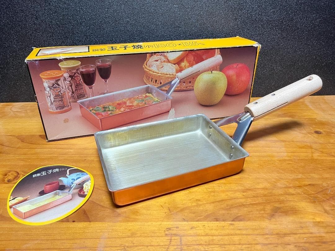 【ほぼ未使用】　EPON エポン　純銅製　卵焼き器　持ち手（天然木）