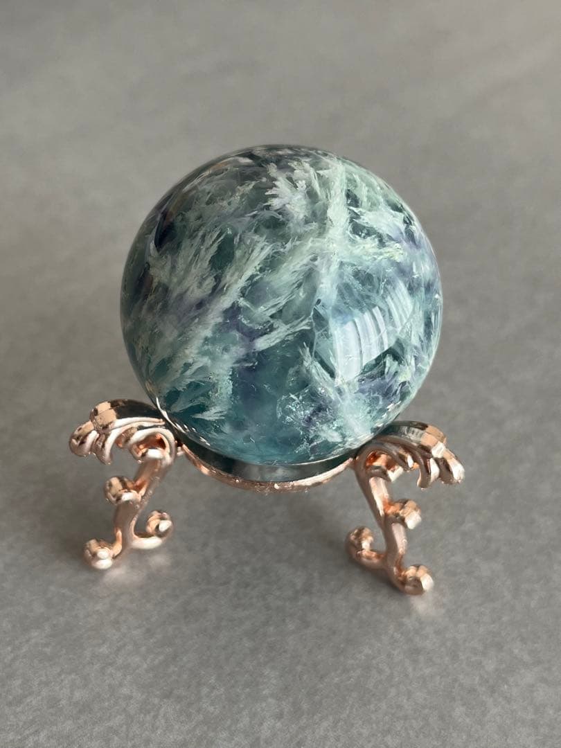 ✳︎mikage✳︎フェザーフローライト　ブルーローズ　スフィアセット