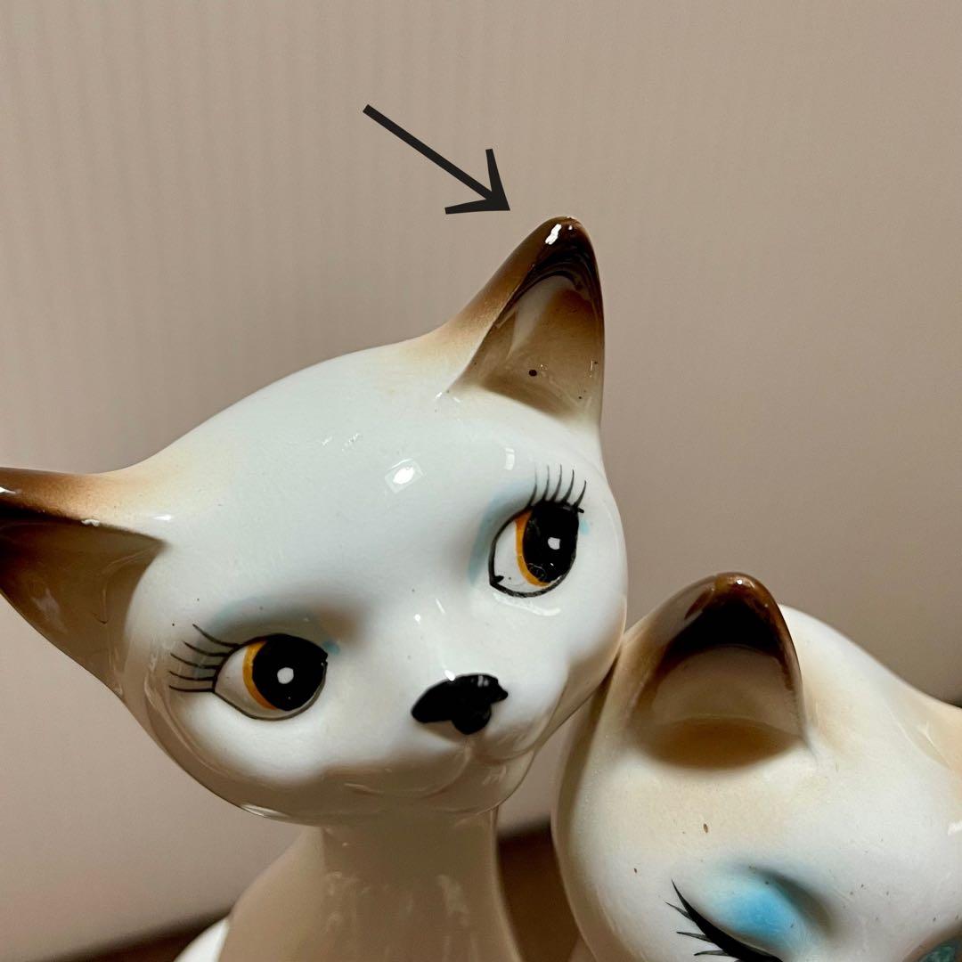 昭和レトロ 陶器 猫の置物 シャムネコ ペア - メルカリ