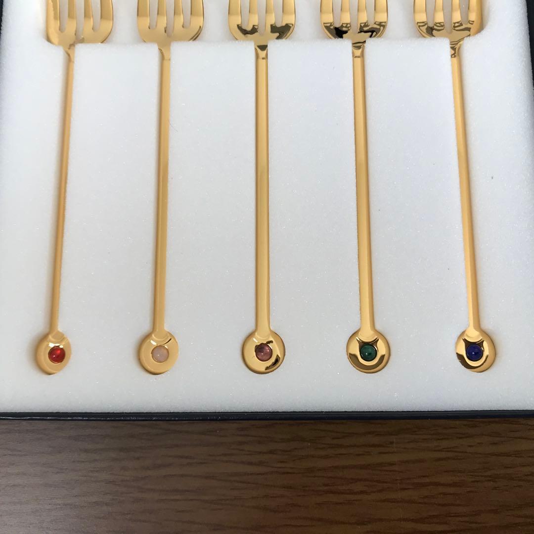 MIKIMOTO ミキモト 半貴石カトラリー スプーン フォーク 5本セット