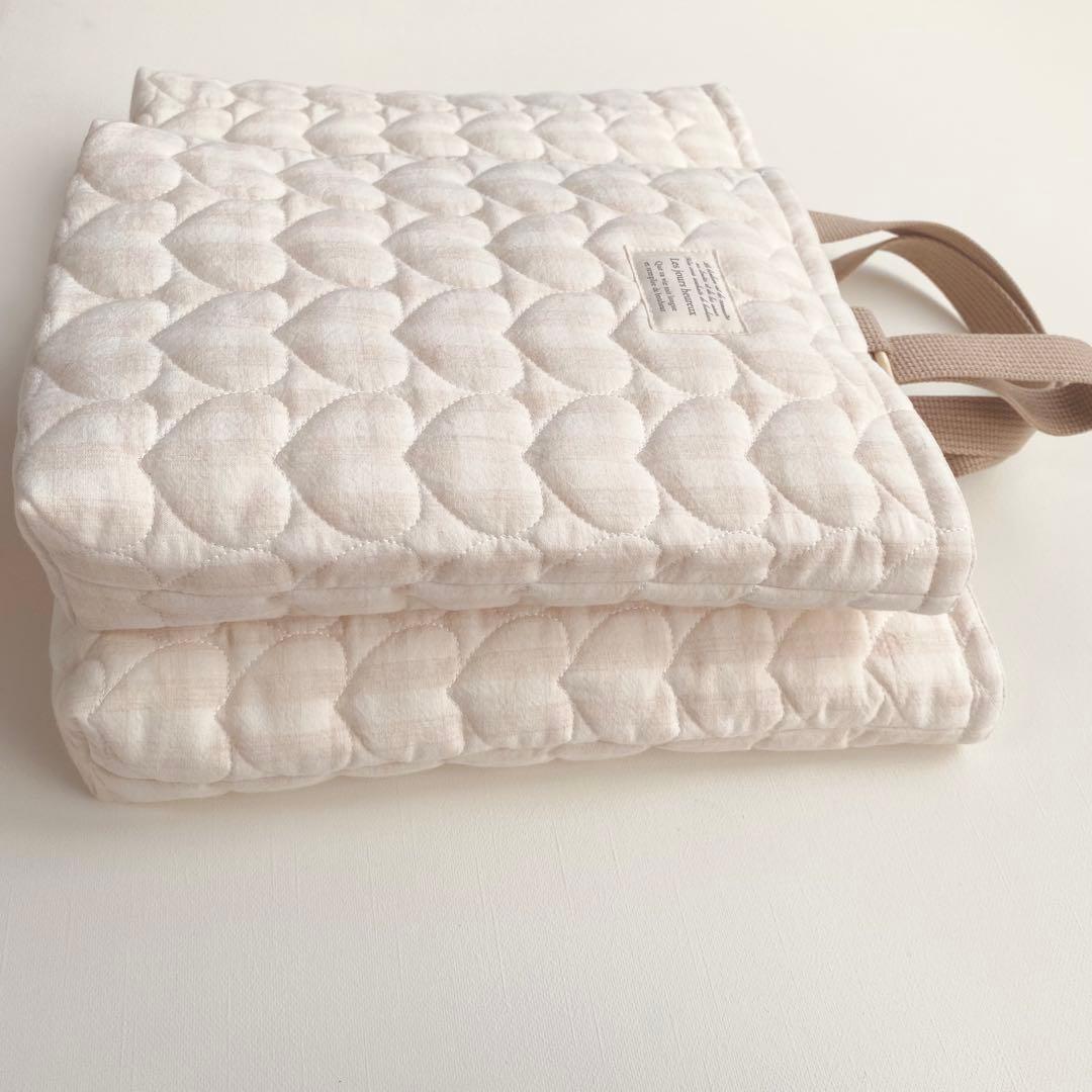 ハートキルト 入園入学4点セット 入学準備 ハート チェック 韓国生地