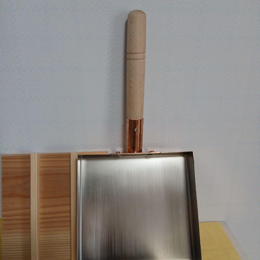 銅製卵焼き器 18cm角 木製ハンドル蓋付き