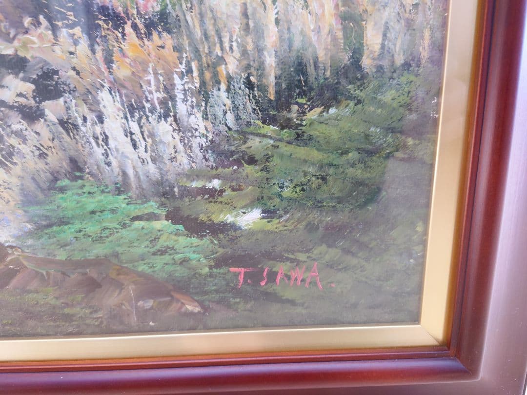 ☆絵画 沢健 『信濃の民家』油彩 F10号☆検)額付き 風景画