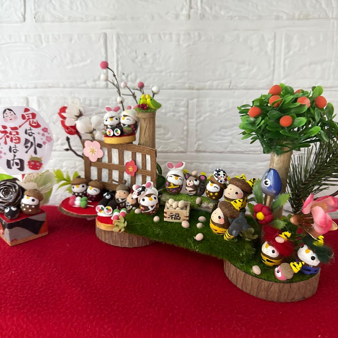 どんぐりアート♡節分オブジェ＆かまくらオブジェ2品♡