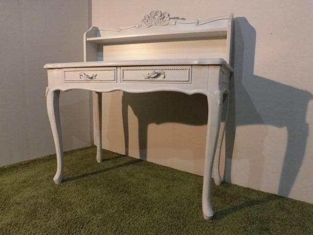 アウトレット送料無料姫系アンティーク風猫足レリーフ【上棚付】デスク【ハンプトン】