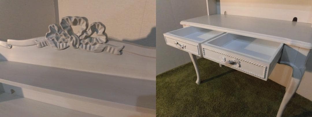 アウトレット送料無料姫系アンティーク風猫足レリーフ【上棚付】デスク【ハンプトン】